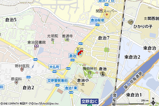 倉治店付近の地図